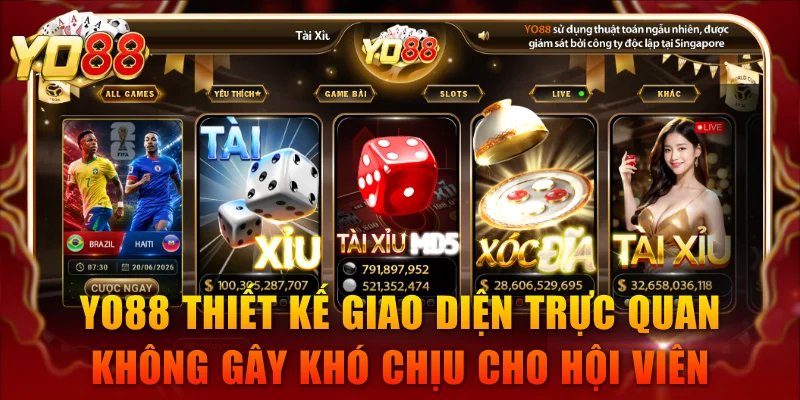 YO88 thiết kế giao diện trực quan không gây khó chịu cho hội viên